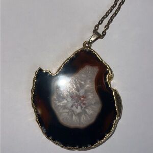 Gold Plated Agate Crystal Necklace